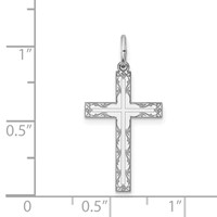 Sterling Silver Rhodium-plated Laser Cut Cross Pendant view 4