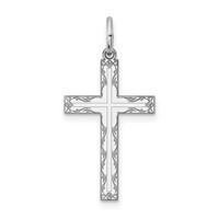 Sterling Silver Rhodium-plated Laser Cut Cross Pendant view 1