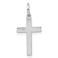 Sterling Silver Rhodium-plated Laser Cut Cross Charm view 3