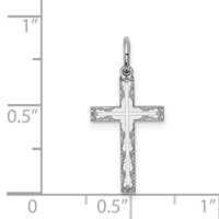 Sterling Silver Rhodium-plated Laser Cut Cross Charm view 4