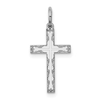 Sterling Silver Rhodium-plated Laser Cut Cross Charm view 1