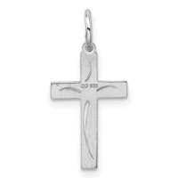 Sterling Silver Rhodium-plated Laser Cut Cross Charm view 3