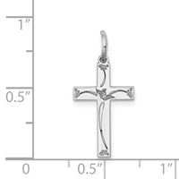 Sterling Silver Rhodium-plated Laser Cut Cross Charm view 4