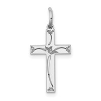 Sterling Silver Rhodium-plated Laser Cut Cross Charm view 1