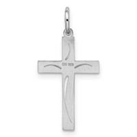 Sterling Silver Rhodium-plated Laser Cut Cross Pendant view 3