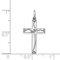 Sterling Silver Rhodium-plated Laser Cut Cross Pendant view 4