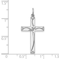 Sterling Silver Rhodium-plated Laser Cut Cross Pendant view 4