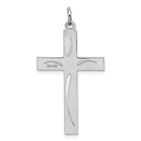 Sterling Silver Rhodium-plated Laser Cut Cross Pendant view 3