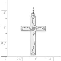 Sterling Silver Rhodium-plated Laser Cut Cross Pendant view 4