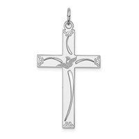 Sterling Silver Rhodium-plated Laser Cut Cross Pendant view 1