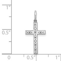 Sterling Silver Rhodium-plated Laser Cut Cross Pendant view 4