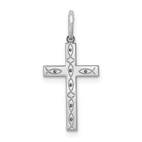 Sterling Silver Rhodium-plated Laser Cut Cross Pendant view 1