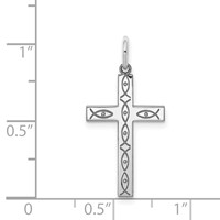Sterling Silver Rhodium-plated Laser Cut Cross Pendant view 4