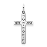 Sterling Silver Rhodium-plated Laser Cut Cross Pendant view 1