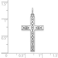Sterling Silver Rhodium-plated Laser Cut Cross Pendant view 4