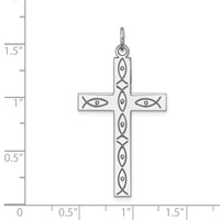 Sterling Silver Rhodium-plated Laser Cut Cross Pendant view 4