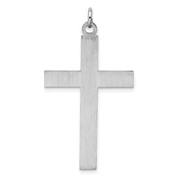 Sterling Silver Rh-plated Satin & Polished Laser Cut Cross Pendant view 3