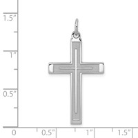 Sterling Silver Rhodium-plated Laser Cut Cross Pendant view 4