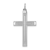 Sterling Silver Rhodium-plated Laser Cut Cross Pendant view 1