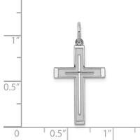 Sterling Silver Rhodium-plated Laser Cut Cross Pendant view 4