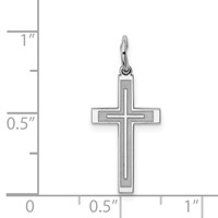 Sterling Silver Rhodium-plated Laser Cut Cross Charm view 4
