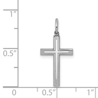Sterling Silver Rhodium-plated Laser Cut Cross Charm view 4