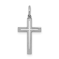 Sterling Silver Rhodium-plated Laser Cut Cross Charm view 1