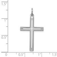 Sterling Silver Rhodium-plated Laser Cut Cross Pendant view 4