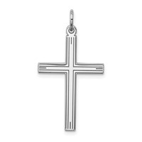 Sterling Silver Rhodium-plated Laser Cut Cross Pendant view 1