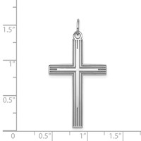 Sterling Silver Rhodium-plated Laser Cut Cross Pendant view 4