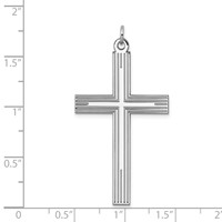 Sterling Silver Rhodium-plated Laser Cut Cross Pendant view 4