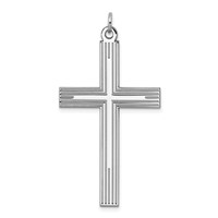 Sterling Silver Rhodium-plated Laser Cut Cross Pendant view 1