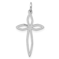 Sterling Silver Rhodium-plated Laser Cut Cross Pendant view 3