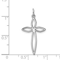 Sterling Silver Rhodium-plated Laser Cut Cross Pendant view 4