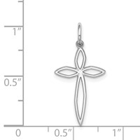 Sterling Silver Rhodium-plated Laser Cut Cross Pendant view 4
