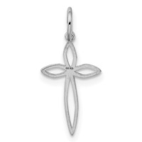 Sterling Silver Rhodium-plated Laser Cut Cross Charm view 3