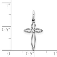 Sterling Silver Rhodium-plated Laser Cut Cross Charm view 4