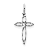 Sterling Silver Rhodium-plated Laser Cut Cross Charm view 1