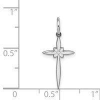 Sterling Silver Rhodium-plated Laser Cut Cross Charm view 4