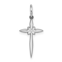 Sterling Silver Rhodium-plated Laser Cut Cross Charm view 1