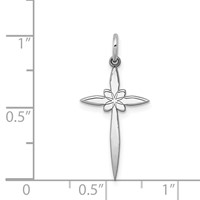Sterling Silver Rhodium-plated Laser Cut Cross Pendant view 4