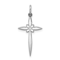 Sterling Silver Rhodium-plated Laser Cut Cross Pendant view 1