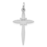 Sterling Silver Rhodium-plated Laser Cut Cross Pendant view 3