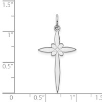 Sterling Silver Rhodium-plated Laser Cut Cross Pendant view 4