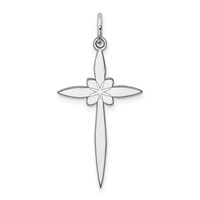 Sterling Silver Rhodium-plated Laser Cut Cross Pendant view 1