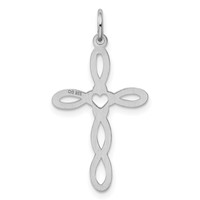 Sterling Silver Rhodium-plated Laser Cut Cross Pendant view 3
