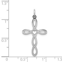 Sterling Silver Rhodium-plated Laser Cut Cross Pendant view 4