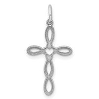 Sterling Silver Rhodium-plated Laser Cut Cross Pendant view 3