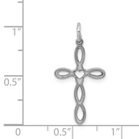 Sterling Silver Rhodium-plated Laser Cut Cross Pendant view 4