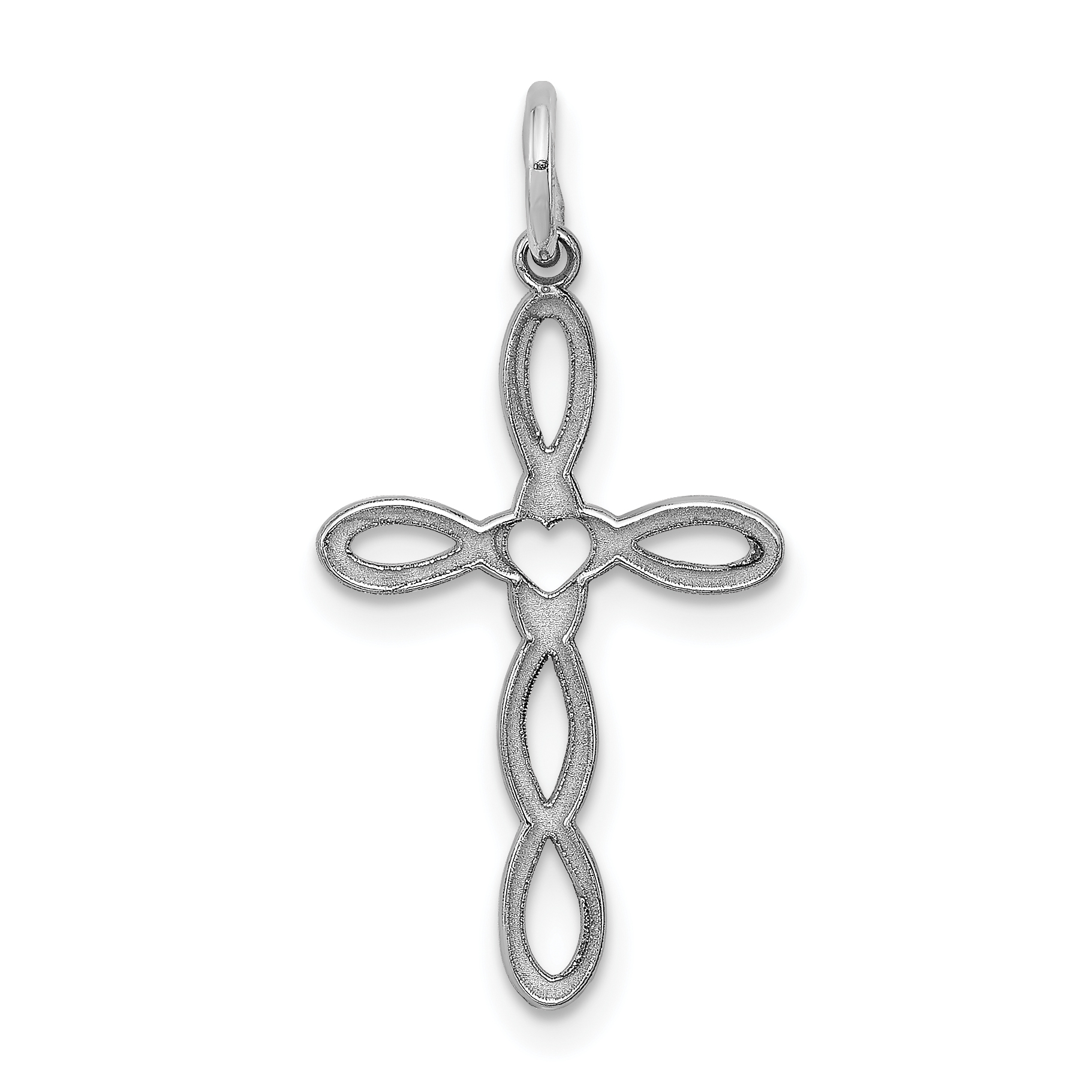 Sterling Silver Rhodium-plated Laser Designed Cross Pendant (QXR134)